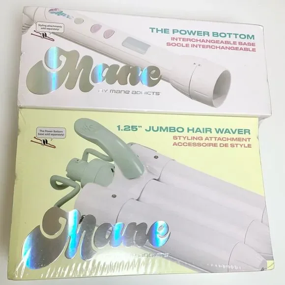 Mane 1.25” Jumbo Hair Waver and Interchangeable Base Set Mermaid NEW Retail $100 - Picture 1 of 13